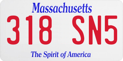 MA license plate 318SN5
