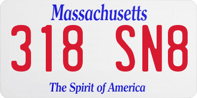 MA license plate 318SN8