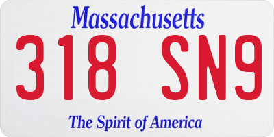 MA license plate 318SN9