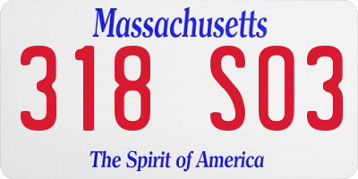 MA license plate 318SO3