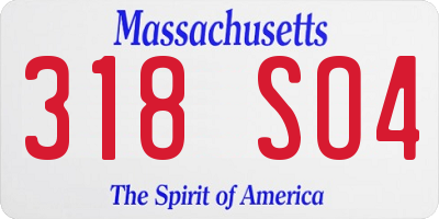 MA license plate 318SO4