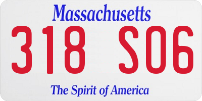 MA license plate 318SO6