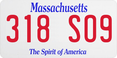 MA license plate 318SO9