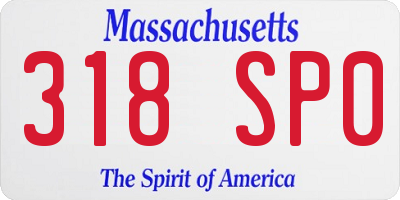 MA license plate 318SP0