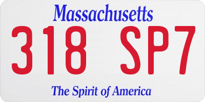 MA license plate 318SP7