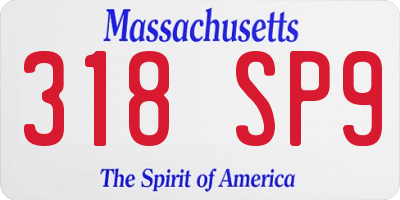 MA license plate 318SP9