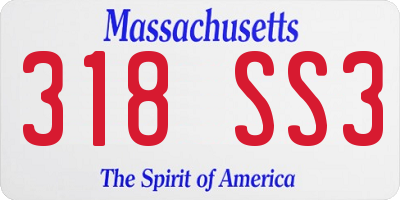 MA license plate 318SS3