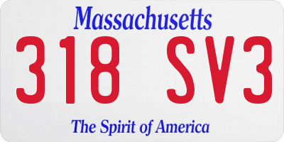 MA license plate 318SV3