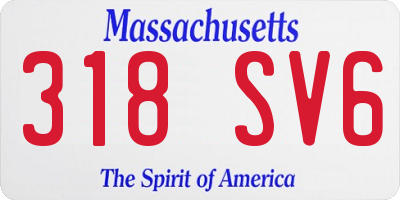 MA license plate 318SV6
