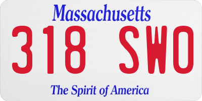MA license plate 318SW0
