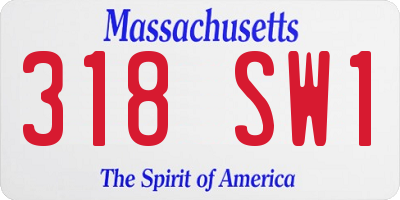 MA license plate 318SW1