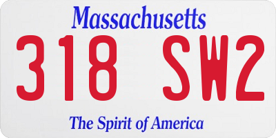 MA license plate 318SW2
