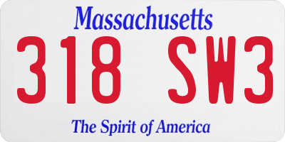 MA license plate 318SW3