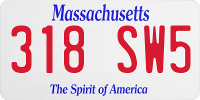 MA license plate 318SW5
