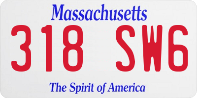 MA license plate 318SW6