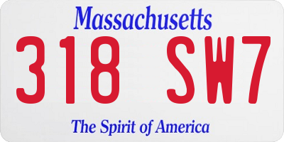 MA license plate 318SW7