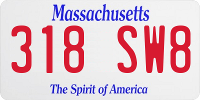 MA license plate 318SW8