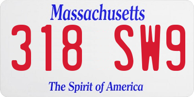 MA license plate 318SW9