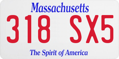 MA license plate 318SX5