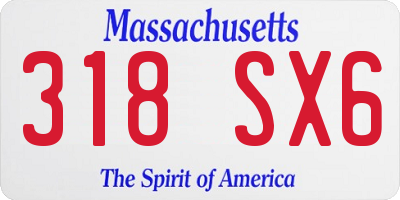 MA license plate 318SX6