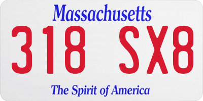 MA license plate 318SX8