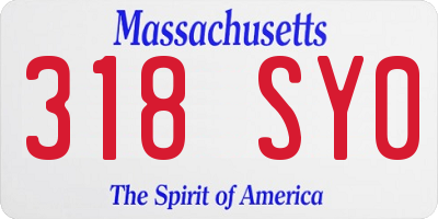 MA license plate 318SY0