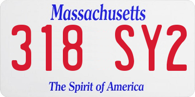 MA license plate 318SY2