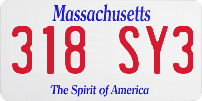 MA license plate 318SY3