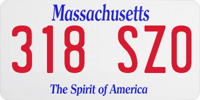 MA license plate 318SZ0
