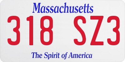 MA license plate 318SZ3