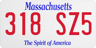 MA license plate 318SZ5