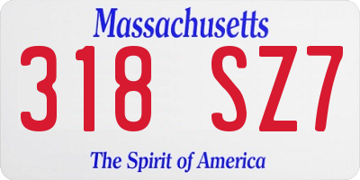 MA license plate 318SZ7