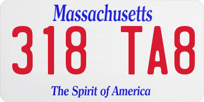 MA license plate 318TA8