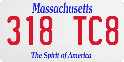 MA license plate 318TC8