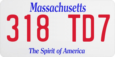 MA license plate 318TD7