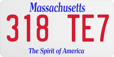 MA license plate 318TE7