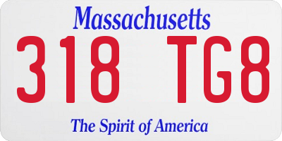 MA license plate 318TG8