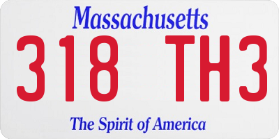 MA license plate 318TH3