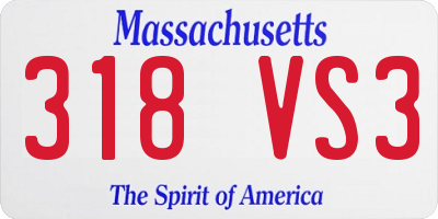MA license plate 318VS3