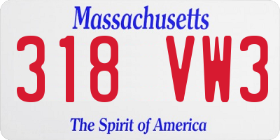 MA license plate 318VW3