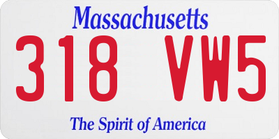 MA license plate 318VW5