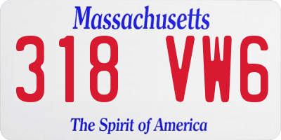 MA license plate 318VW6