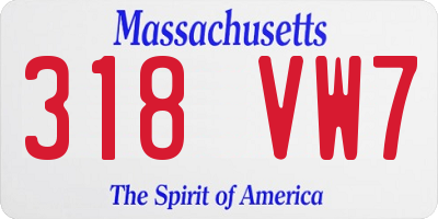 MA license plate 318VW7