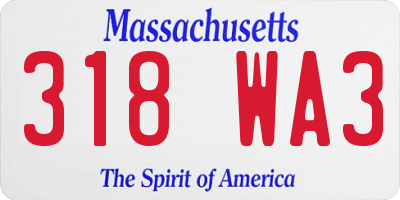 MA license plate 318WA3