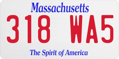 MA license plate 318WA5
