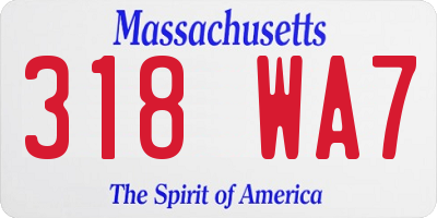 MA license plate 318WA7