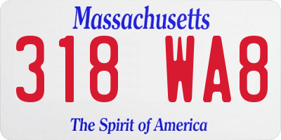 MA license plate 318WA8