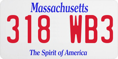 MA license plate 318WB3