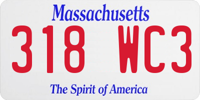 MA license plate 318WC3
