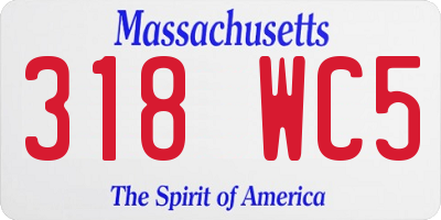 MA license plate 318WC5